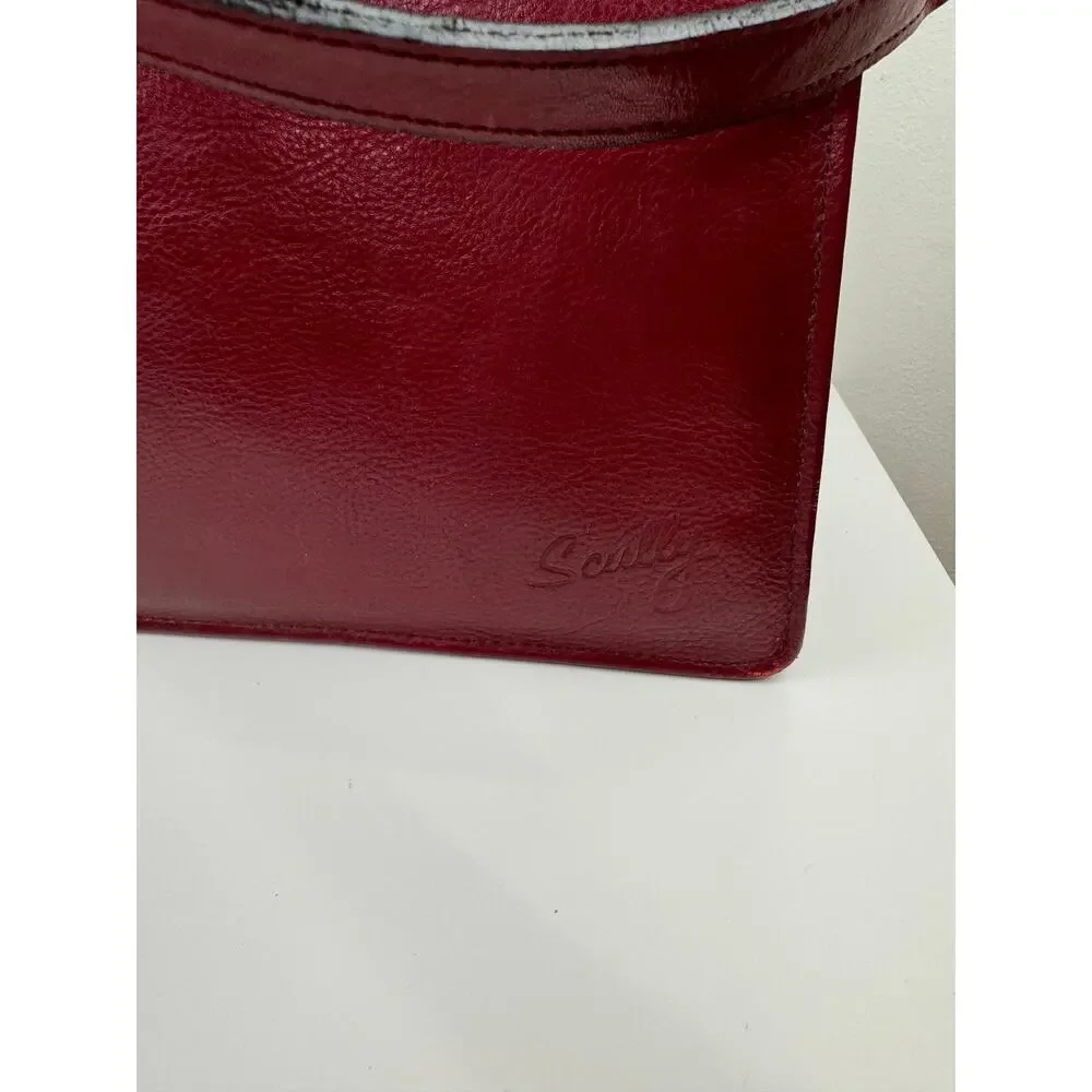 Vintage Scully Unisex Burgundy Red Leather Laptop Work Bag Briefcase Strap VTG